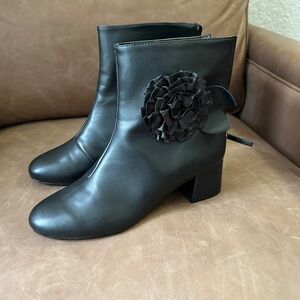 Metaphor Black Ankle Boots with Floral Detail